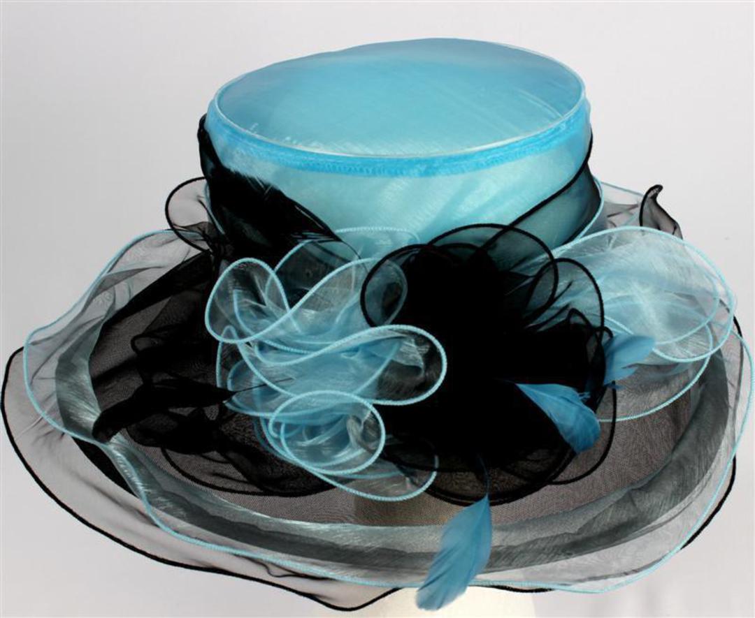 Organza fashion hat turquoise Code:HS/1212 image 0